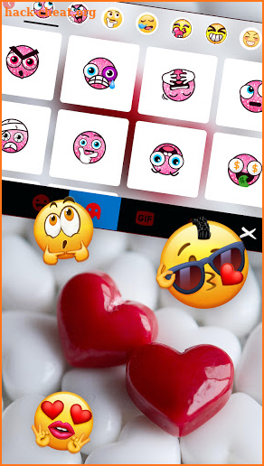 Red 3D Hearts Keyboard Background screenshot