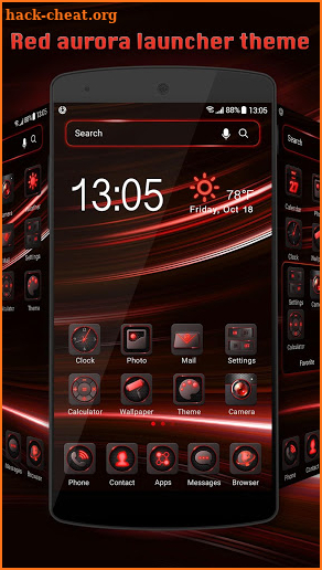 Red aurora launcher theme screenshot