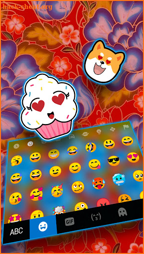 Red Blue Flowers Keyboard Background screenshot