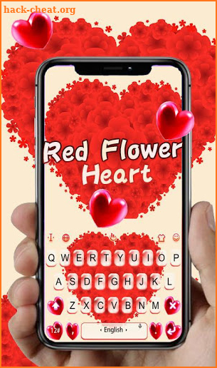 Red Flower Heart Keyboard Theme screenshot