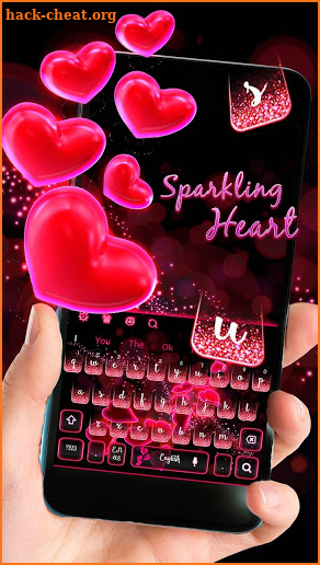 Red Love Heart Sparkling Keyboard Theme screenshot