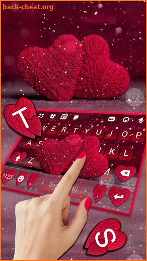 Red Love Hearts Keyboard Background screenshot