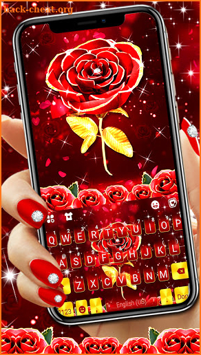 Red Lux Rose Keyboard Background screenshot