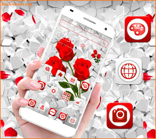 Red Rose Flower Cluster Theme screenshot