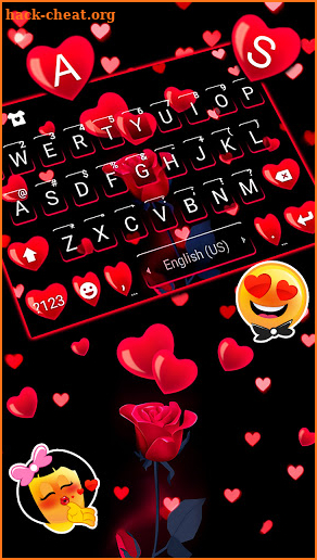 Red Rose Hearts Keyboard Background screenshot