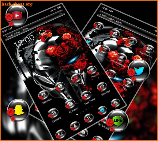 Red Rose Metal Skull Launcher Theme screenshot