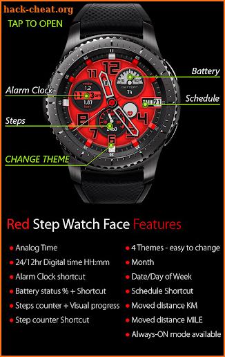 Red Step Watch Face screenshot