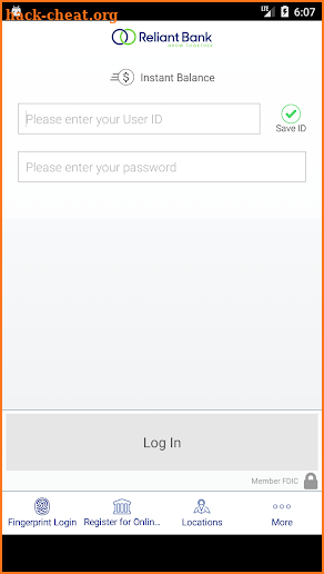 Reliant Bank screenshot