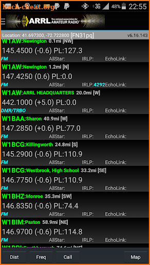 RFinder WW Repeater Directory screenshot