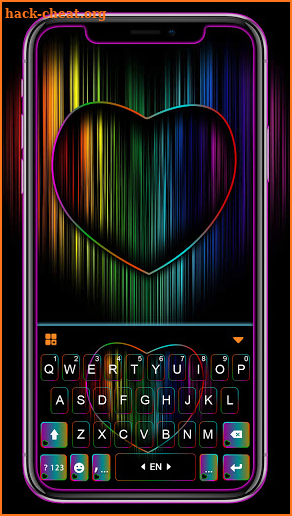 RGB Neon Heart Keyboard Background screenshot