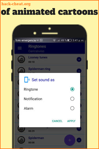 Ringtones and sounds of free animated cartoons screenshot