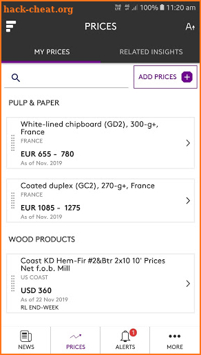 RISI News & Prices screenshot