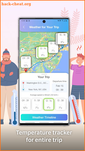 Roadtrip weather Route planner screenshot