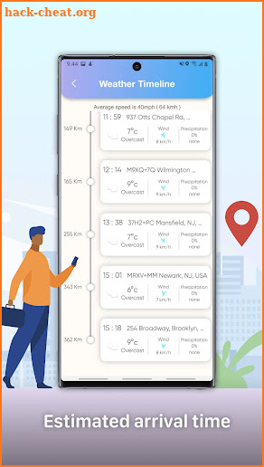 Roadtrip weather Route planner screenshot