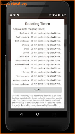 Roast Meat Calculator screenshot