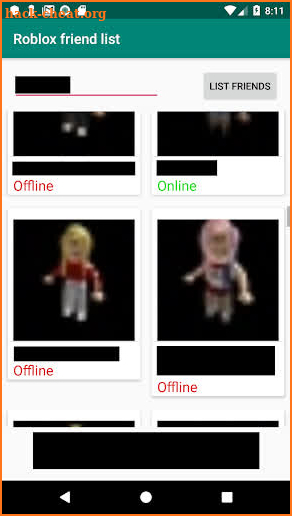 Roblox Friends List screenshot