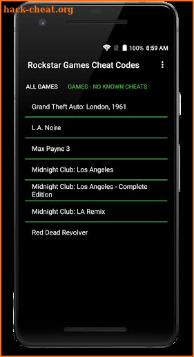 Rockstar Games Cheat Codes - Un-official screenshot