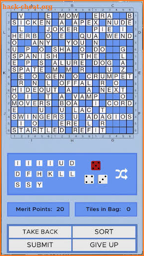 Roll-A-Dice Crossword game screenshot