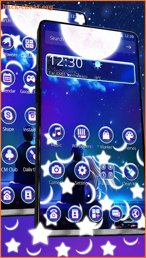 Romantic Love Night Gravity Theme screenshot