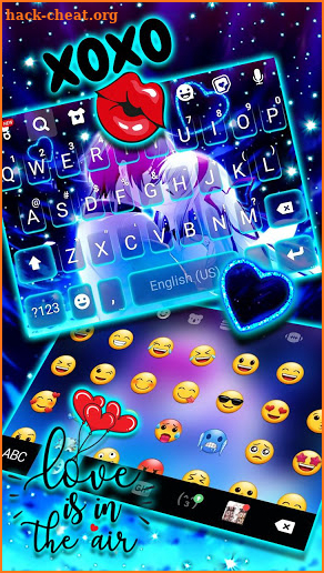 Romantic Neon Kiss Keyboard Theme screenshot