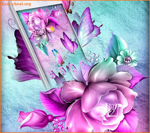 Romantic Purple Butterfly Flower Theme screenshot