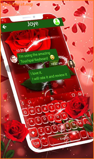 Romantic Red Rose Flower Keyboard Theme screenshot