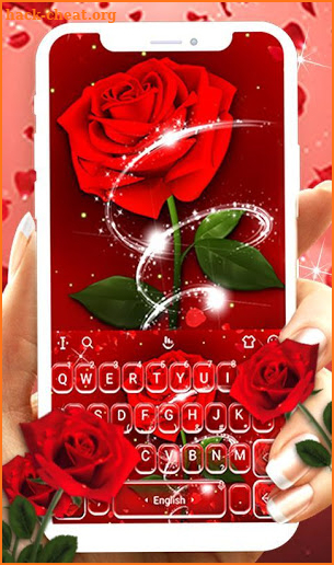 Romantic Red Rose Flower Keyboard Theme screenshot