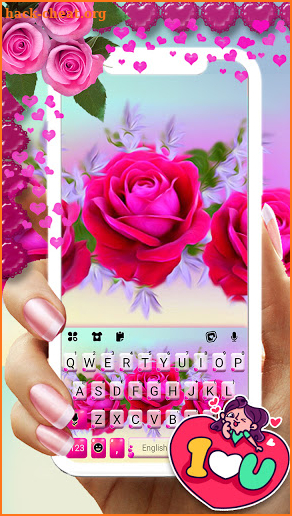 Romantic Roses Keyboard Background screenshot