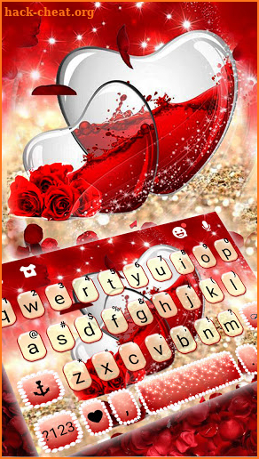 Rose Glass Hearts Keyboard Background screenshot