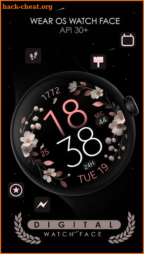 Rose Gold Floral Watch Face screenshot