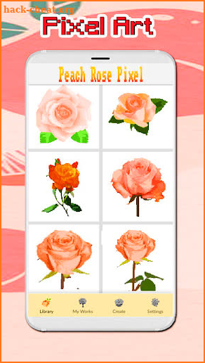 Rose Peach Coral Flowers Color By Number:PixelArt screenshot