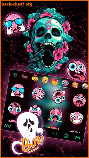 Roses Floral Skull Keyboard Theme screenshot