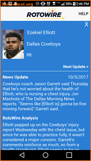 RotoWire News Center screenshot