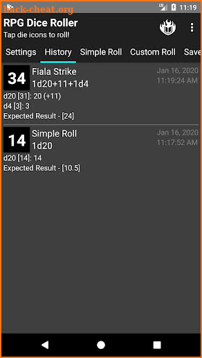 RPG Dice Roller screenshot