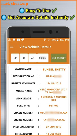 RTO View Vehicle Details screenshot