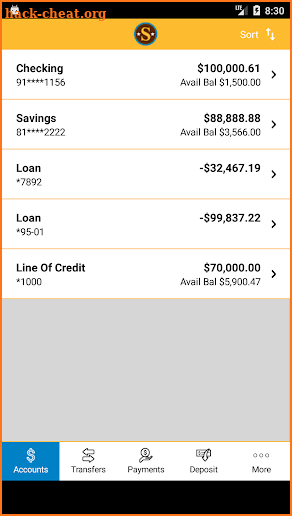 Sabine FCU screenshot