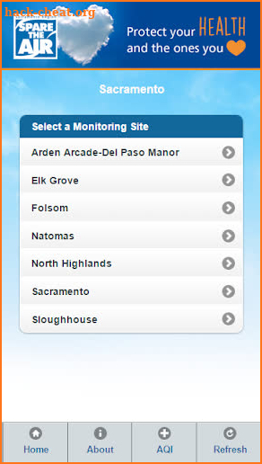 Sacramento Region Air Quality screenshot