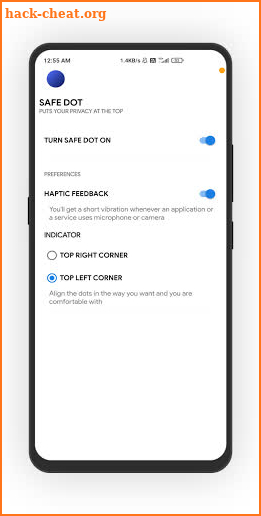 Safe Dot - iOS 14 camera / mic use alert screenshot