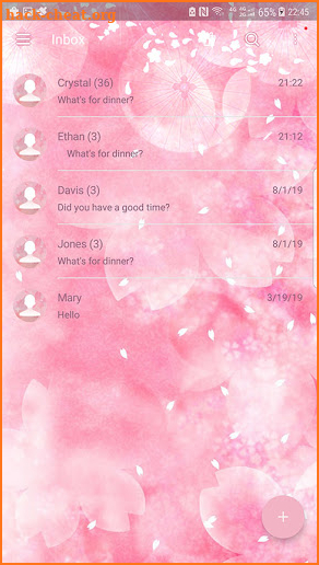 Sakura and wind chimes skin for Next SMS screenshot