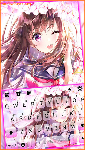 Sakura Anime Girl Keyboard Background screenshot