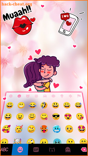 Sakura Love Hug Keyboard Background screenshot