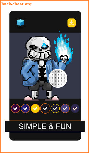 Sans Undertale Pixel Art Color By Number screenshot