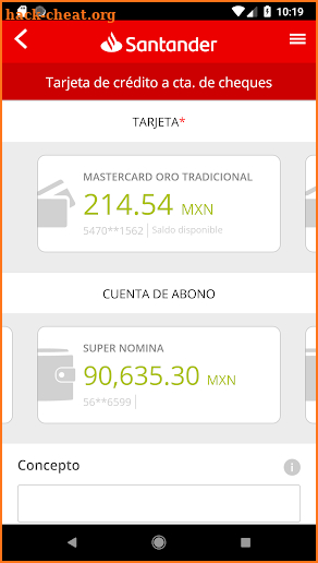 Santander móvil screenshot