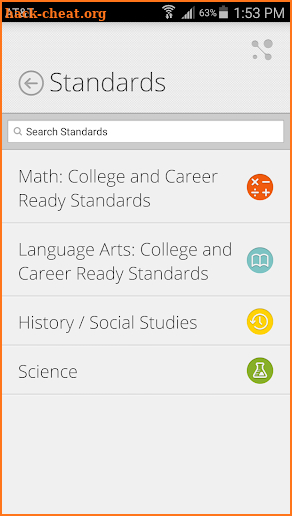 SC Academic Standards screenshot