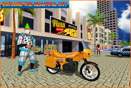 Scary Clown Boy Pizza Bike Delivery screenshot