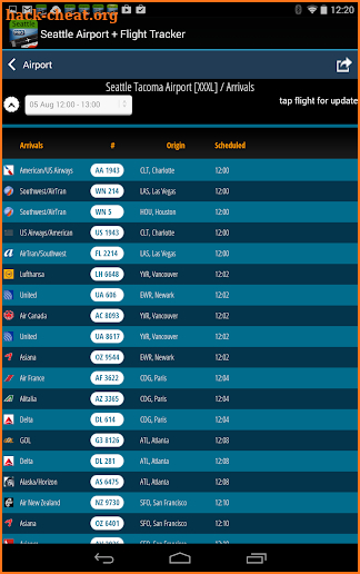 Seattle Tacoma Airport (SEA) Flight Tracker screenshot