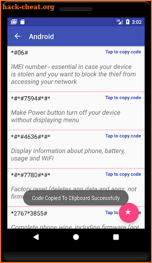 Secret Codes For Android Devices screenshot