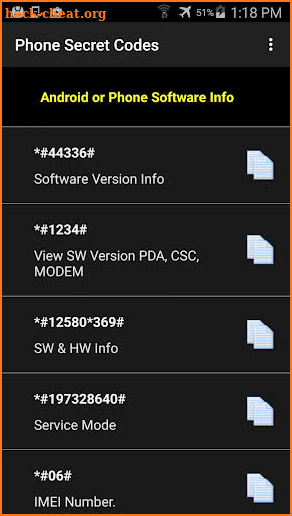 Secret Codes for Phones screenshot