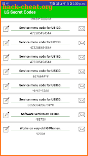 Secret Codes of LG Mobiles screenshot