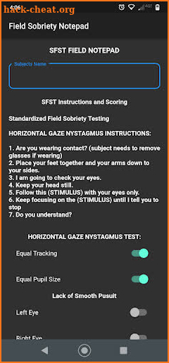 SFST Roadside Field Notepad screenshot